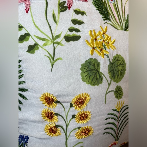 Anthropologie Pernille Rosenkilde Embroidered Pillow Floral Ruffled 18 x 18 - Picture 5 of 12